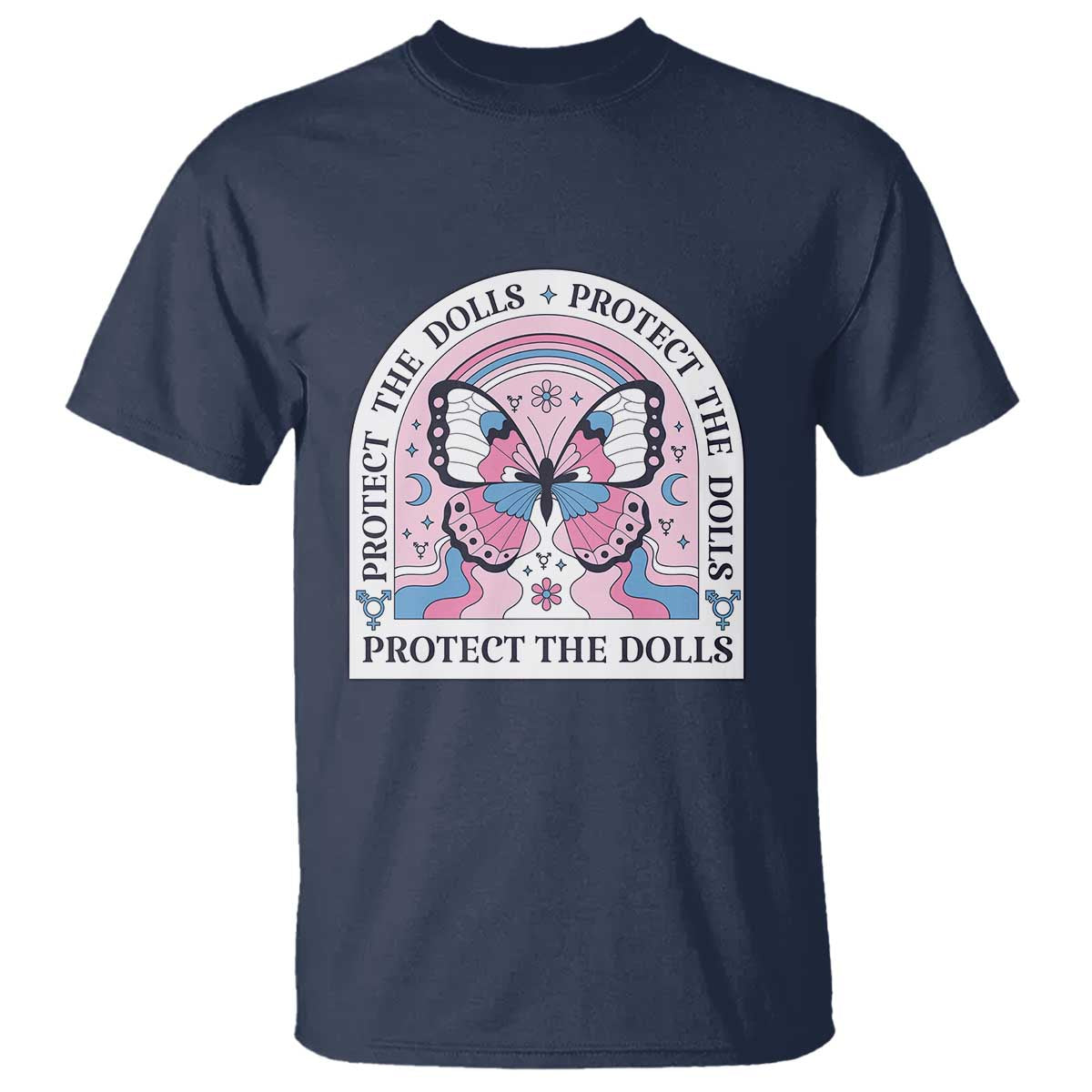 Protect The Dolls T Shirt Trans Women Pride Month Butterfly TS11 Navy Print Your Wear
