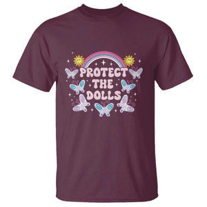 Protect The Dolls T Shirt Trans Women Pride Month Retro Groove Butterfly TS11 Maroon Print Your Wear