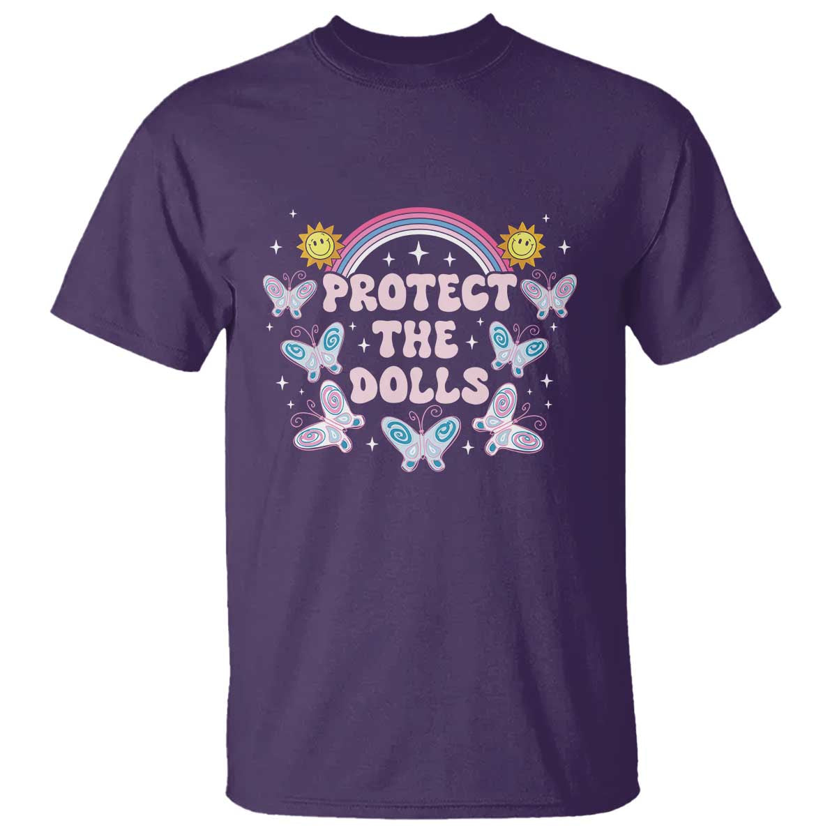 Protect The Dolls T Shirt Trans Women Pride Month Retro Groove Butterfly TS11 Purple Print Your Wear