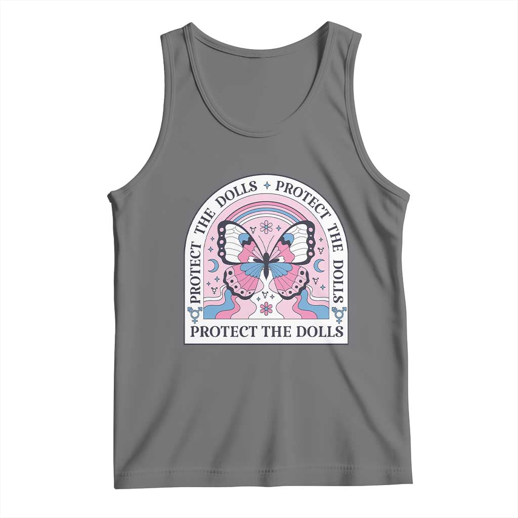 Protect The Dolls Tank Top Trans Women Pride Month Butterfly TS11 Black Heather Print Your Wear