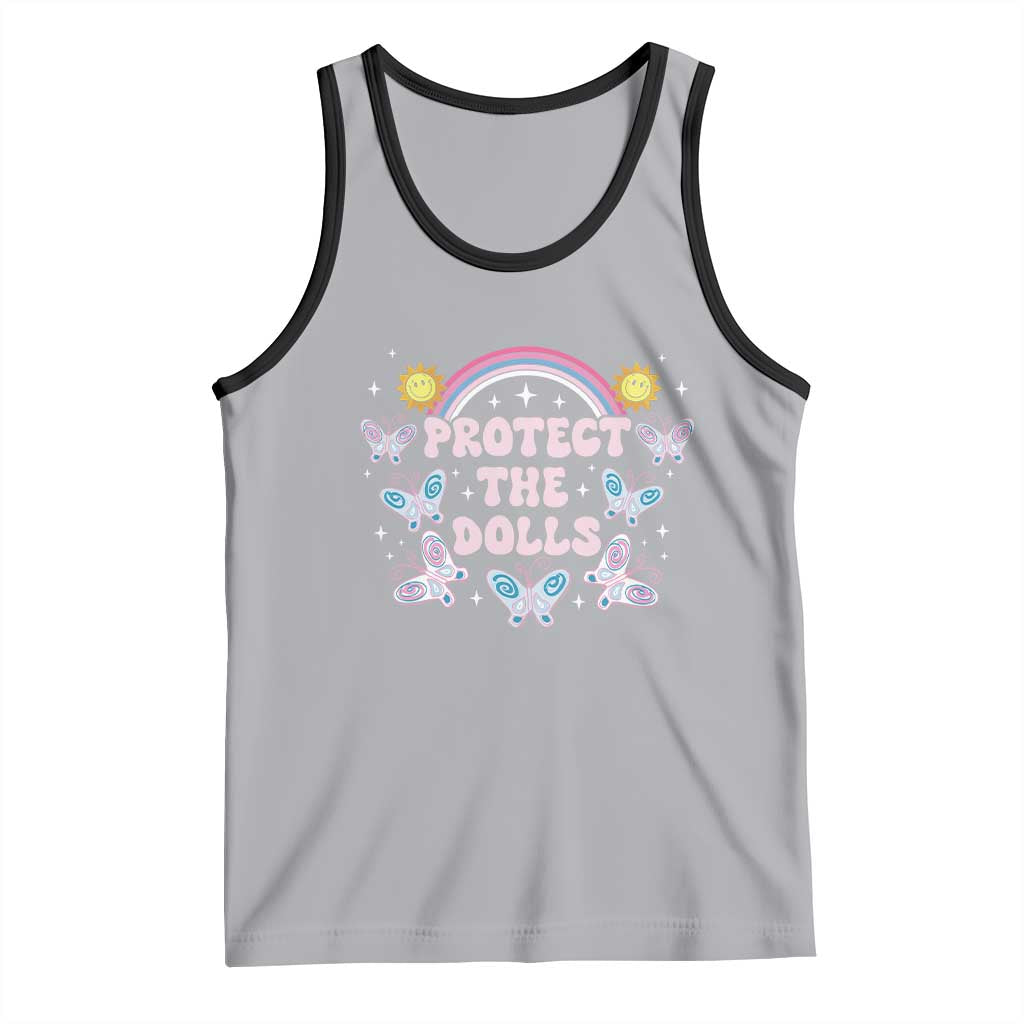 Protect The Dolls Tank Top Trans Women Pride Month Retro Groove Butterfly TS11 Athletic Heather Black Print Your Wear