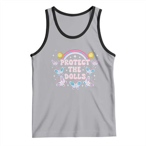 Protect The Dolls Tank Top Trans Women Pride Month Retro Groove Butterfly TS11 Athletic Heather Black Print Your Wear