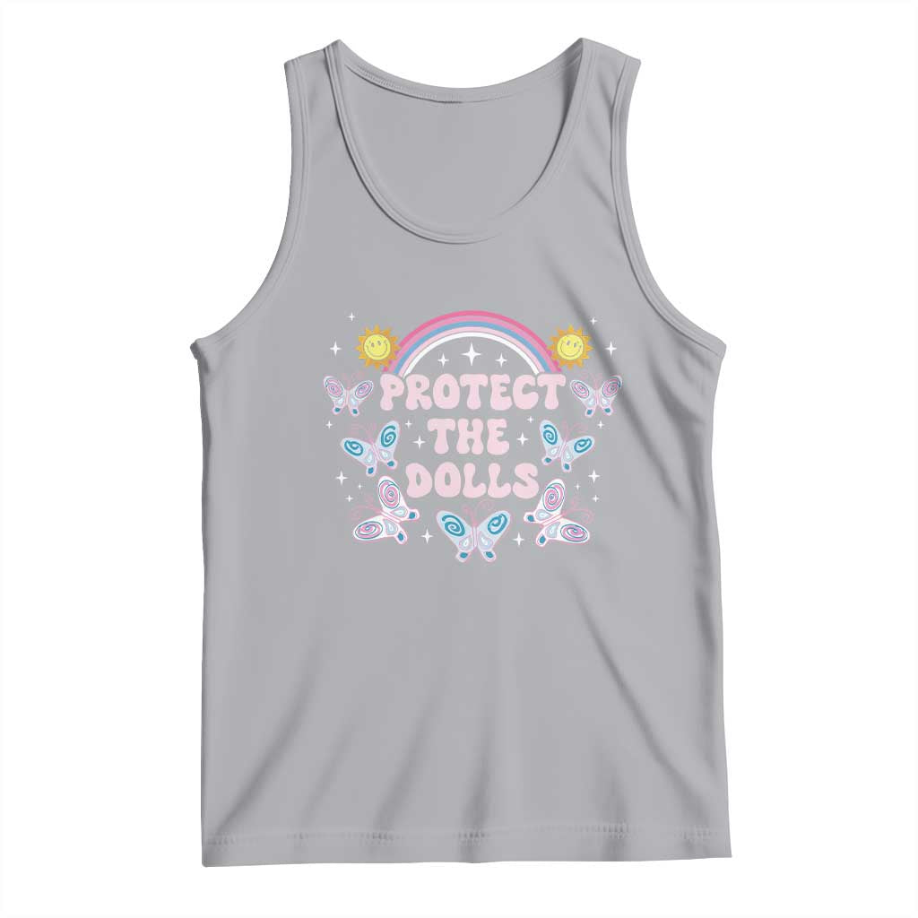 Protect The Dolls Tank Top Trans Women Pride Month Retro Groove Butterfly TS11 Athletic Heather Print Your Wear