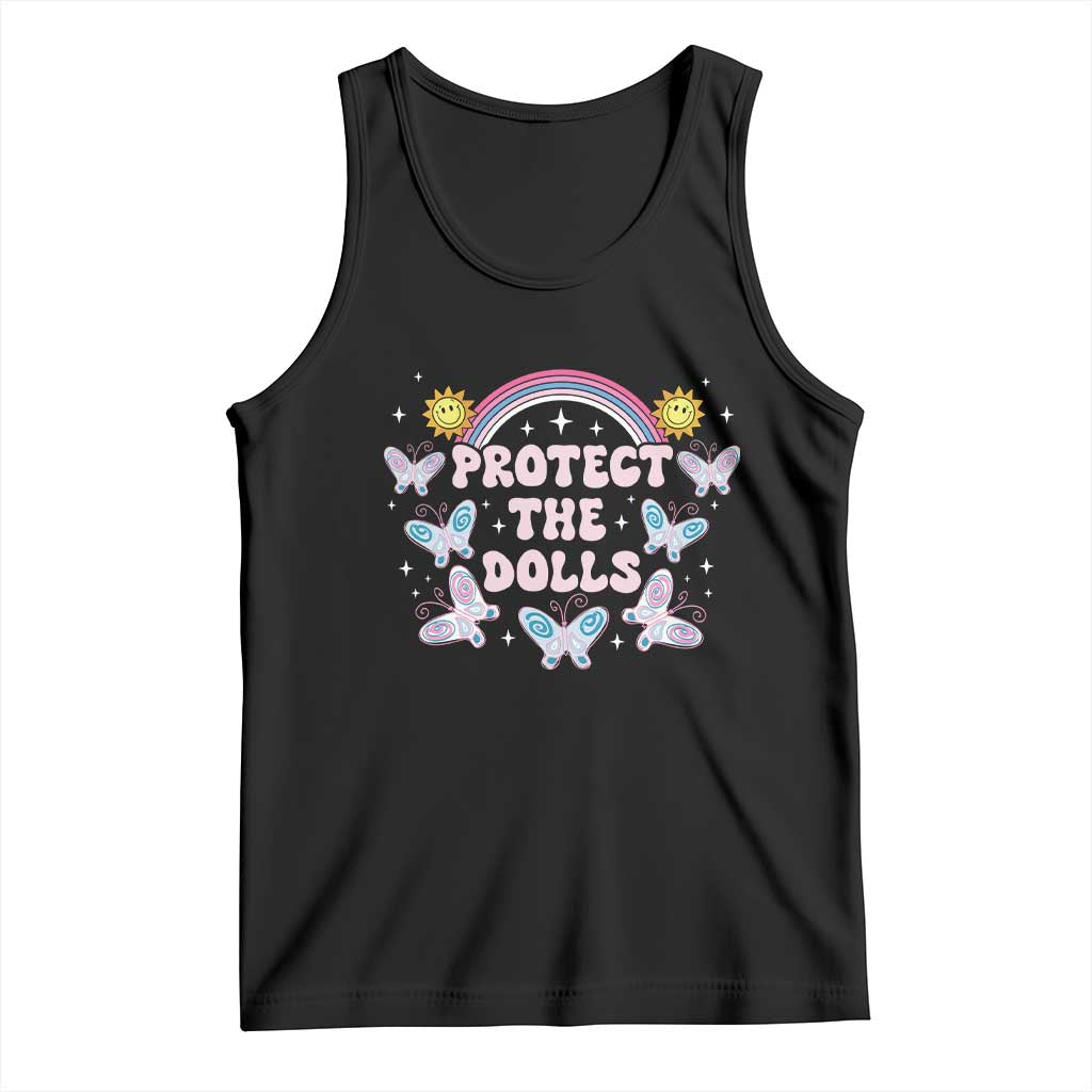 Protect The Dolls Tank Top Trans Women Pride Month Retro Groove Butterfly TS11 Black Print Your Wear