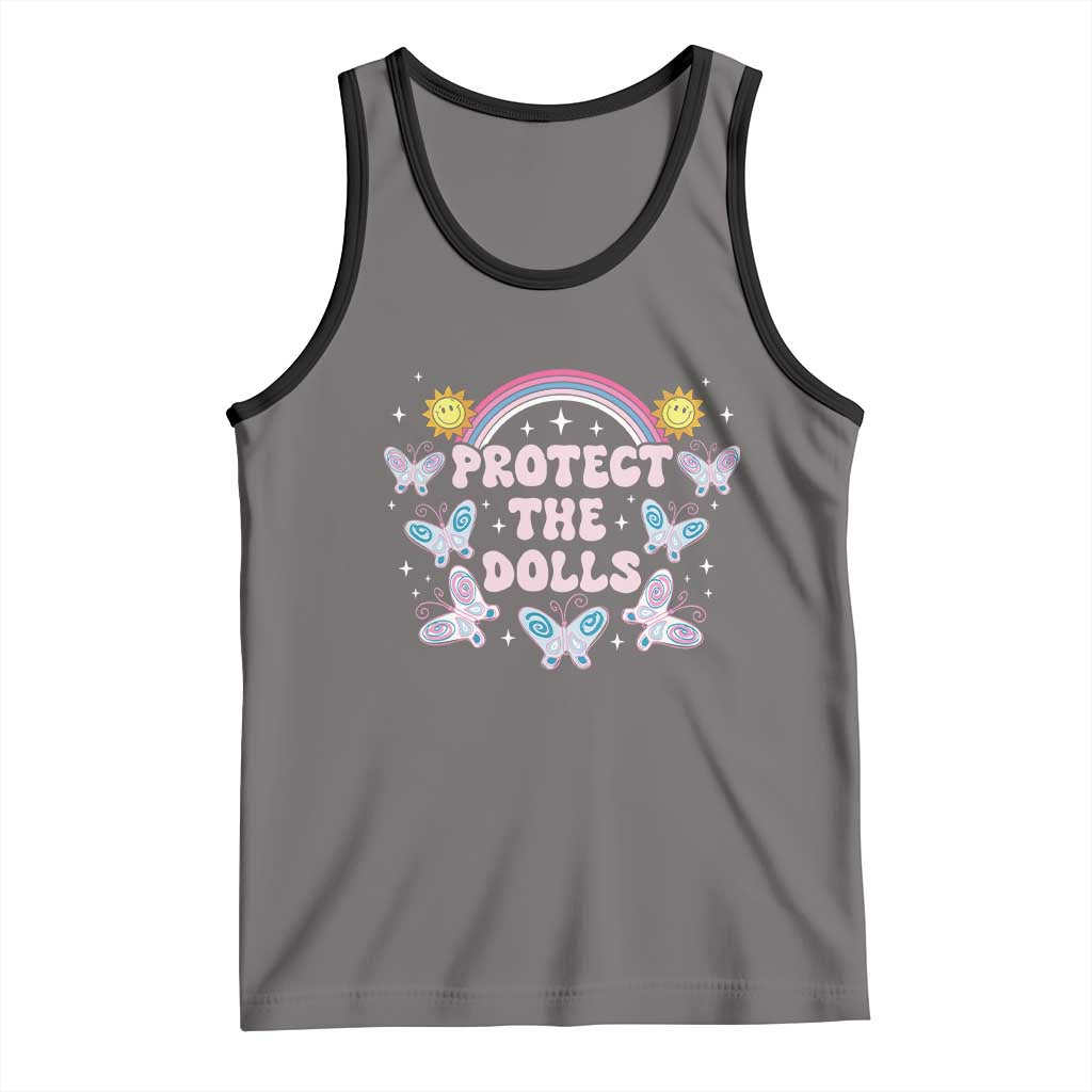 Protect The Dolls Tank Top Trans Women Pride Month Retro Groove Butterfly TS11 Deep Heather Black Print Your Wear