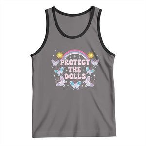 Protect The Dolls Tank Top Trans Women Pride Month Retro Groove Butterfly TS11 Deep Heather Black Print Your Wear