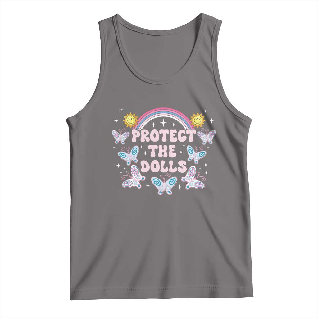 Protect The Dolls Tank Top Trans Women Pride Month Retro Groove Butterfly TS11 Deep Heather Print Your Wear