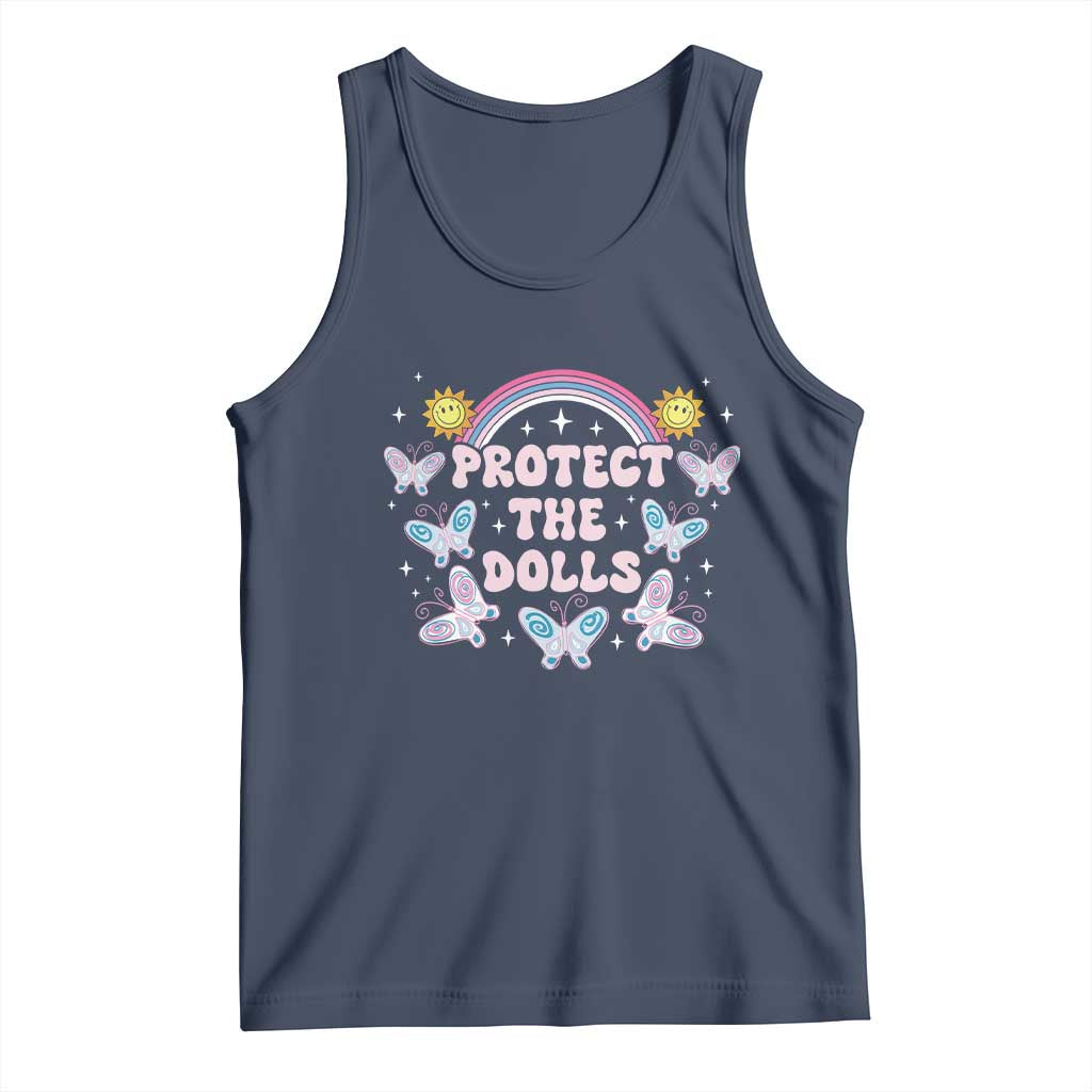 Protect The Dolls Tank Top Trans Women Pride Month Retro Groove Butterfly TS11 Navy Print Your Wear