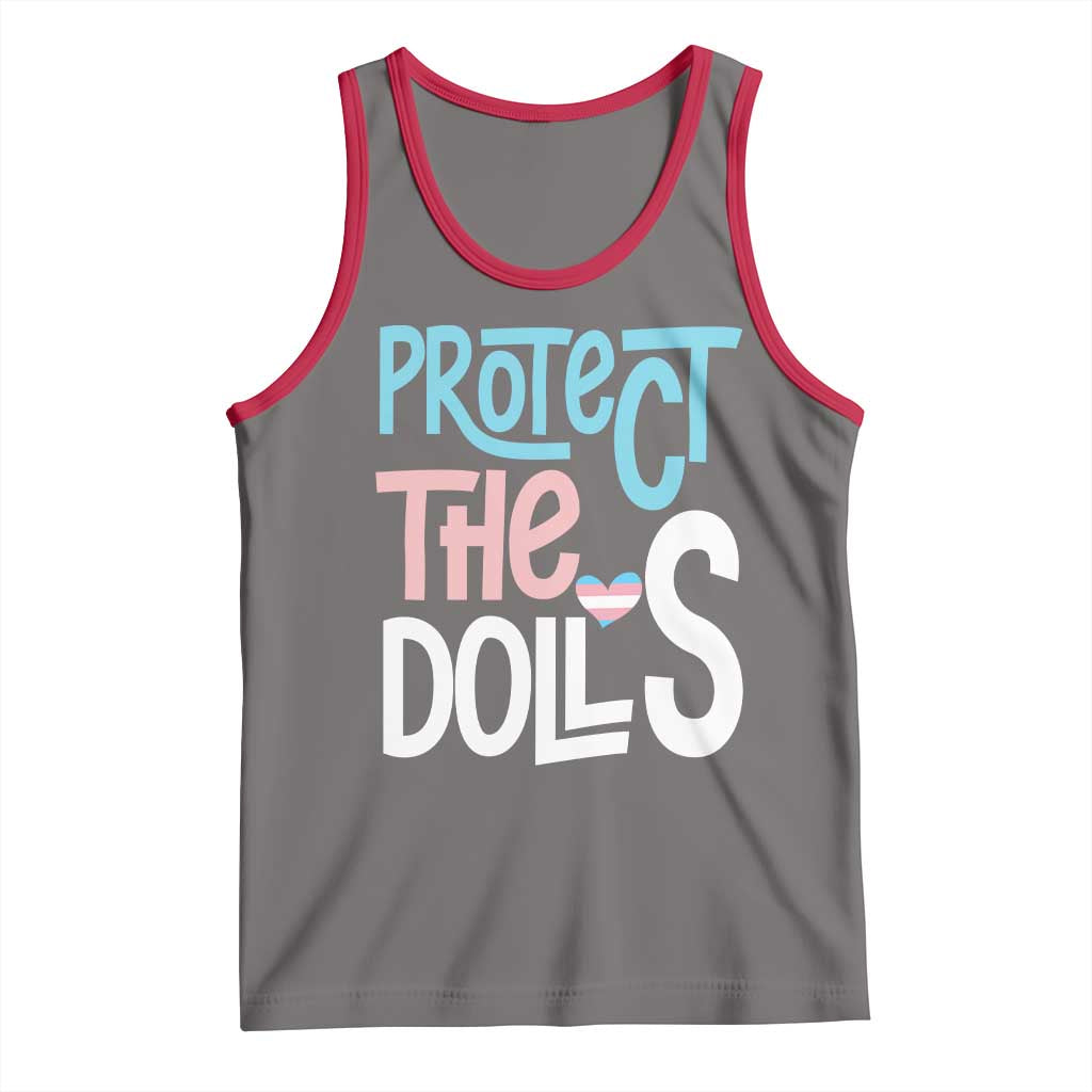 Protect The Dolls Tank Top Transgender Trans Pride Social Justice TS10 Deep Heather Red Print Your Wear