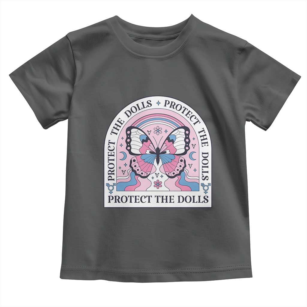Protect The Dolls Toddler T Shirt Trans Women Pride Month Butterfly TS11 Dark Heather Print Your Wear