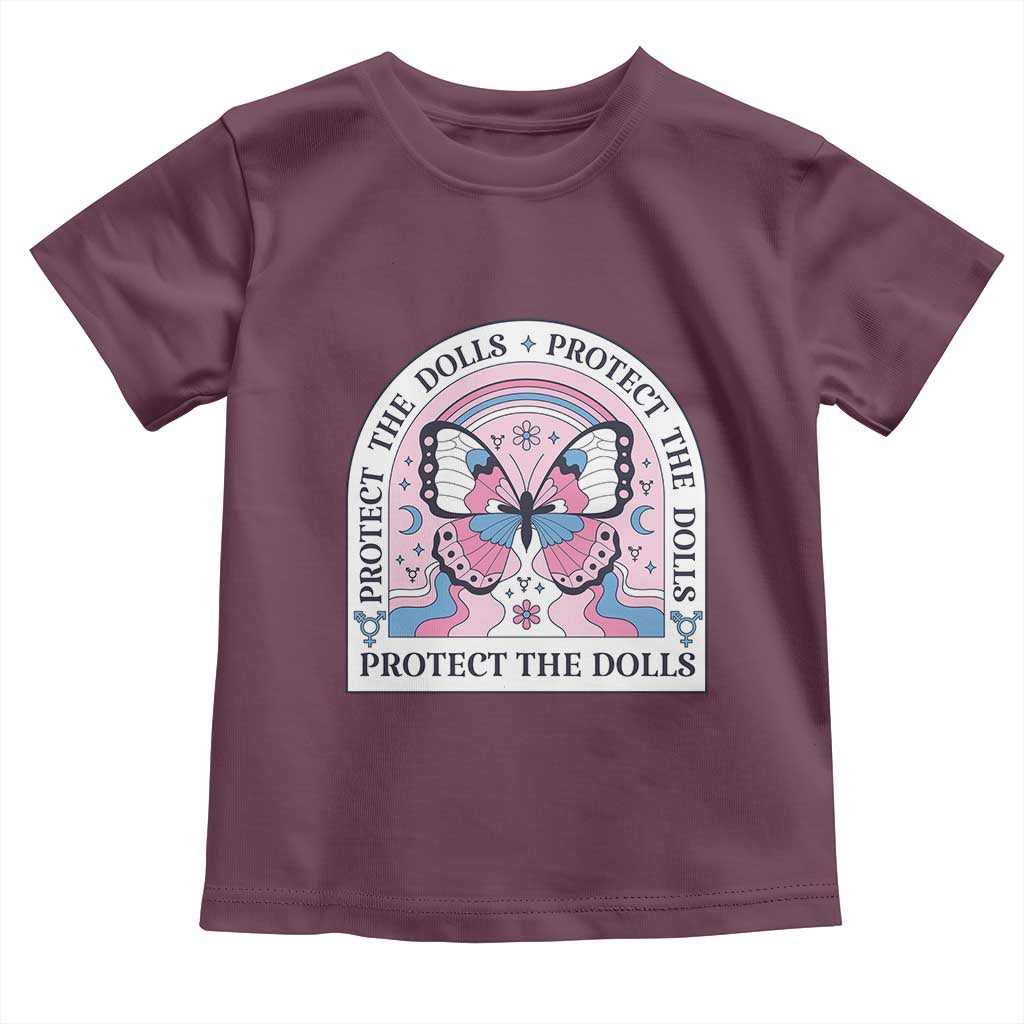 Protect The Dolls Toddler T Shirt Trans Women Pride Month Butterfly TS11 Maroon Print Your Wear