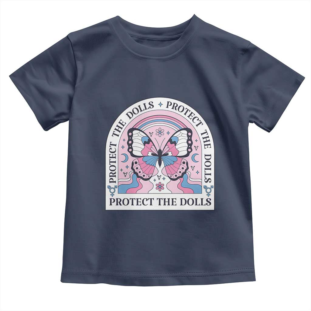 Protect The Dolls Toddler T Shirt Trans Women Pride Month Butterfly TS11 Navy Print Your Wear