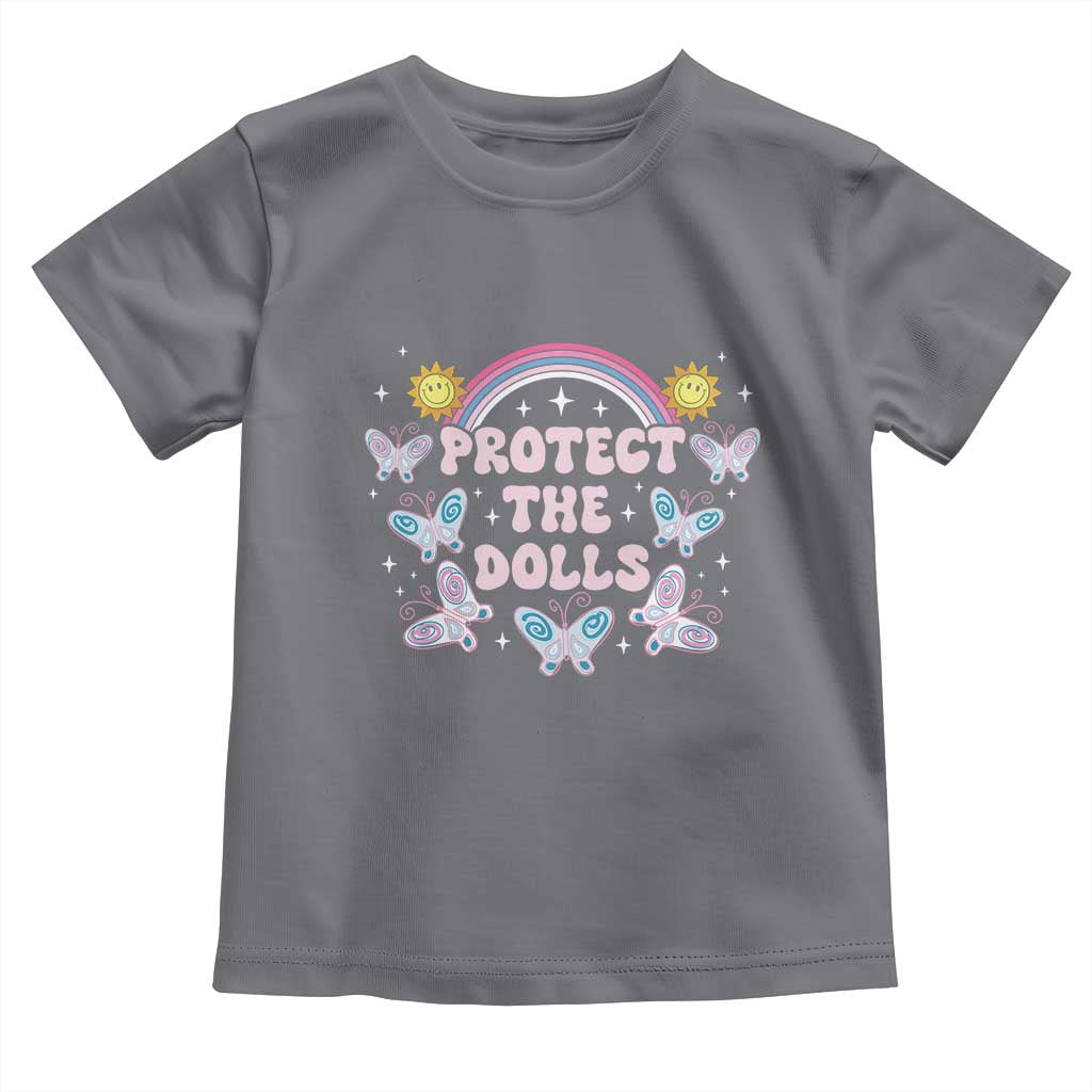 Protect The Dolls Toddler T Shirt Trans Women Pride Month Retro Groove Butterfly TS11 Charcoal Print Your Wear