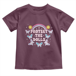 Protect The Dolls Toddler T Shirt Trans Women Pride Month Retro Groove Butterfly TS11 Maroon Print Your Wear