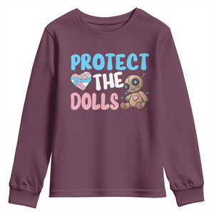 Protect The Dolls Youth Sweatshirt Transgender Trans Pride TS10 Maroon Print Your Wear