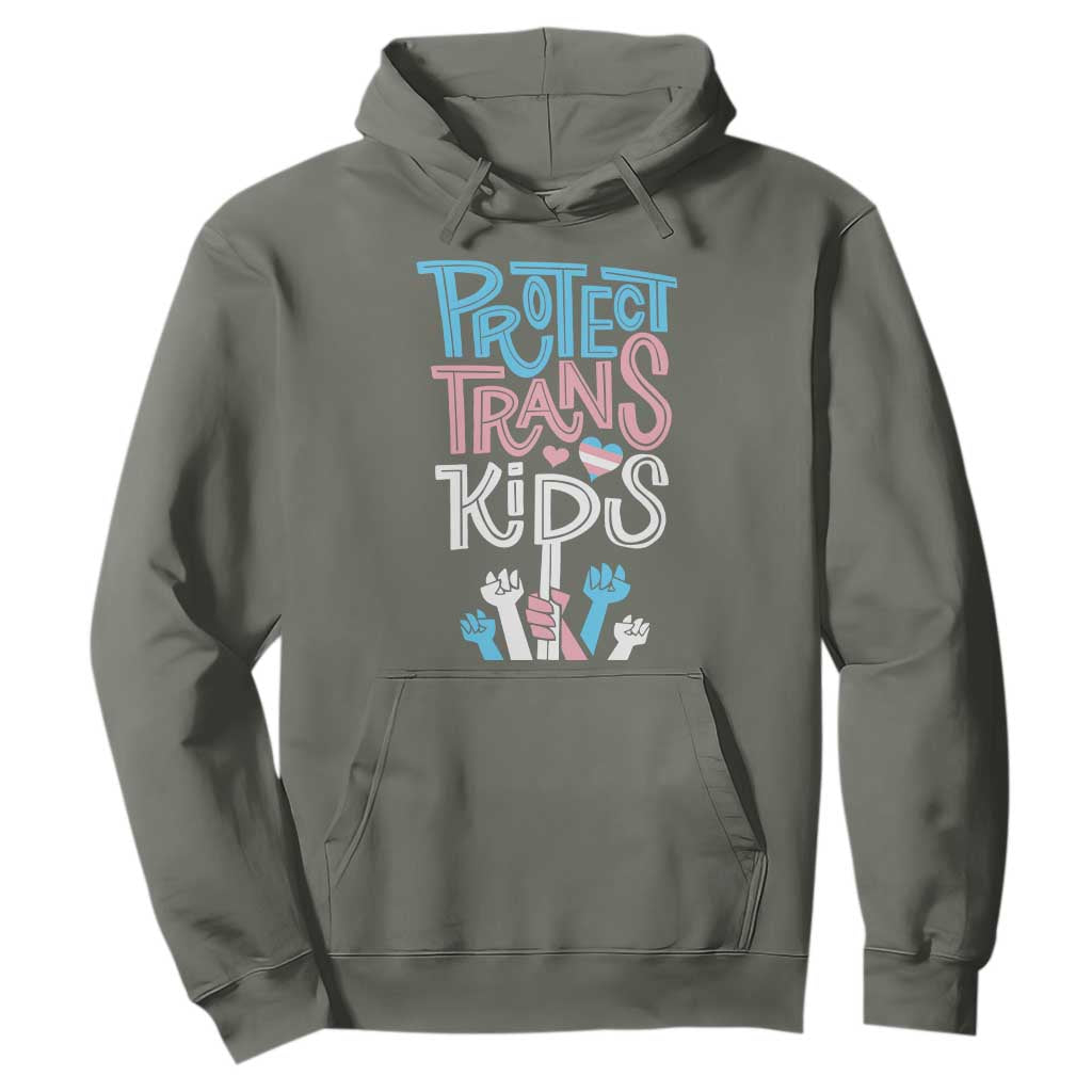 Protect Trans Kids Hoodie Transgender Pride Social Justice TS10 Military Green Print Your Wear