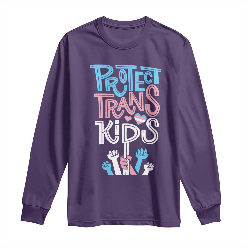 Protect Trans Kids Long Sleeve Shirt Transgender Pride Social Justice TS10 Purple Print Your Wear