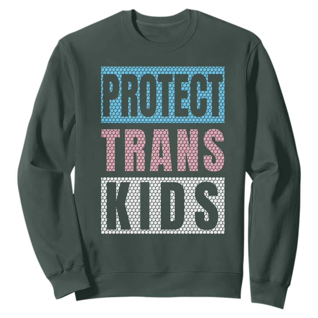 Protect Trans Kids Sweatshirt Transgender Pride Trans Rights Social Justice TS10 Dark Forest Green Print Your Wear