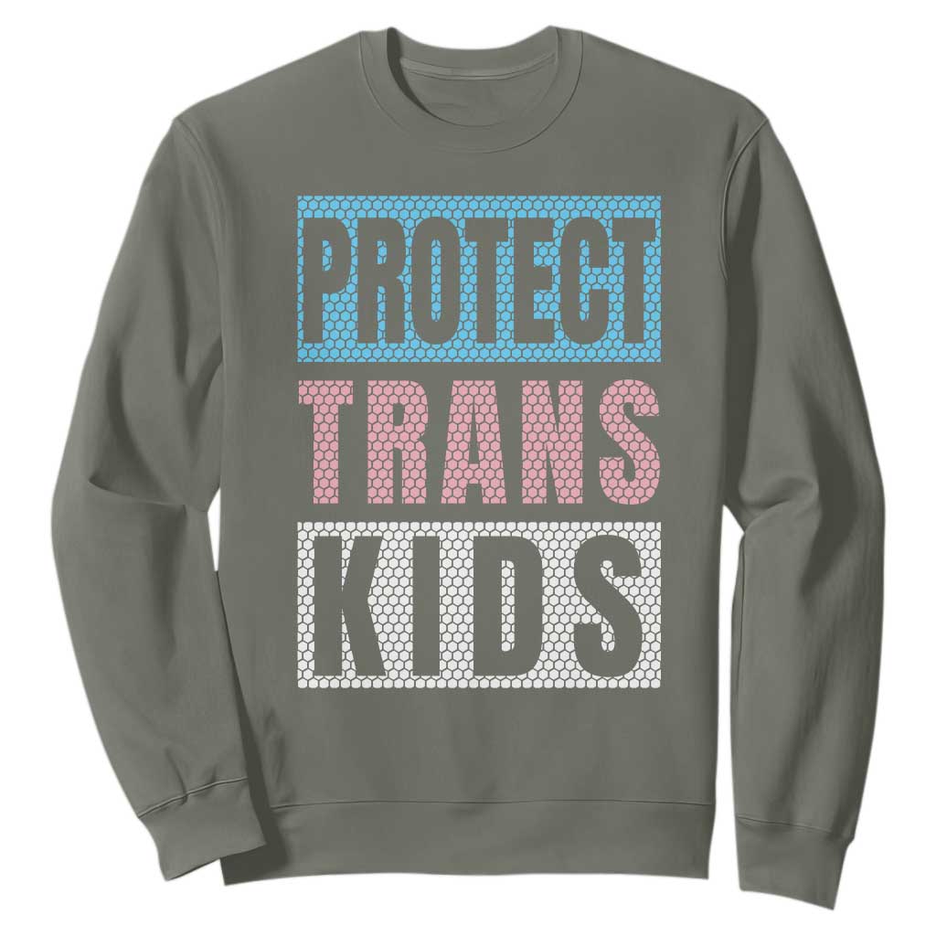 Protect Trans Kids Sweatshirt Transgender Pride Trans Rights Social Justice TS10 Military Green Print Your Wear