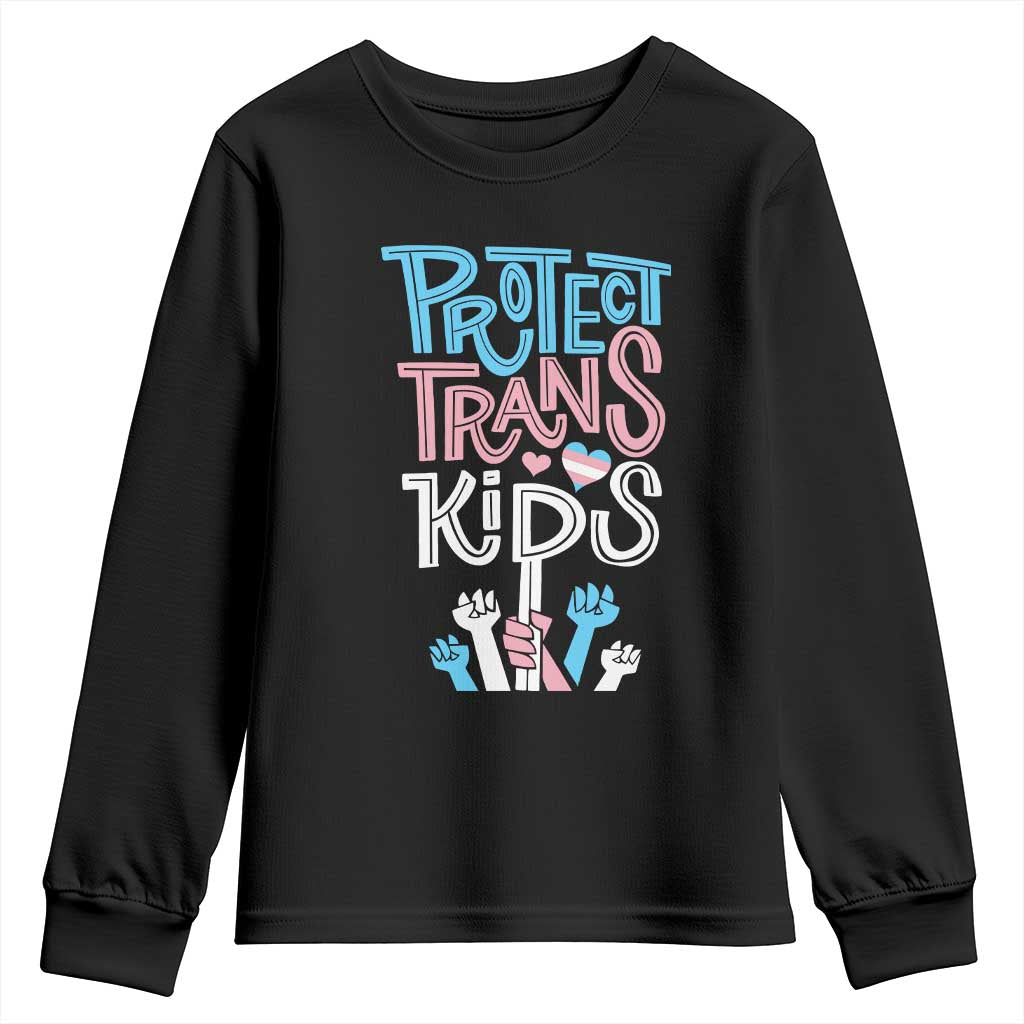 Protect Trans Kids Youth Sweatshirt Transgender Pride Social Justice TS10 Black Print Your Wear