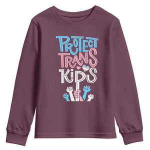 Protect Trans Kids Youth Sweatshirt Transgender Pride Social Justice TS10 Maroon Print Your Wear