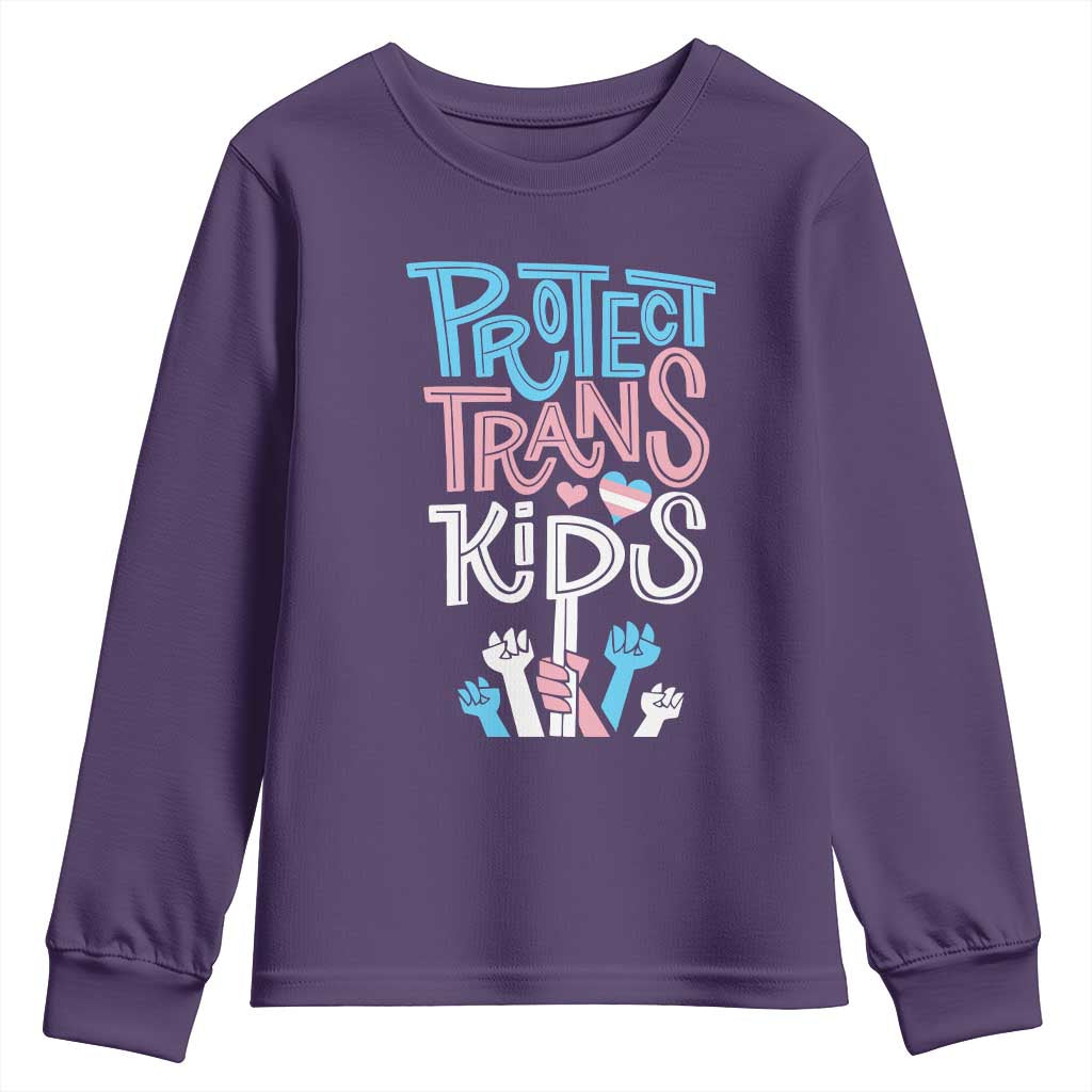 Protect Trans Kids Youth Sweatshirt Transgender Pride Social Justice TS10 Purple Print Your Wear