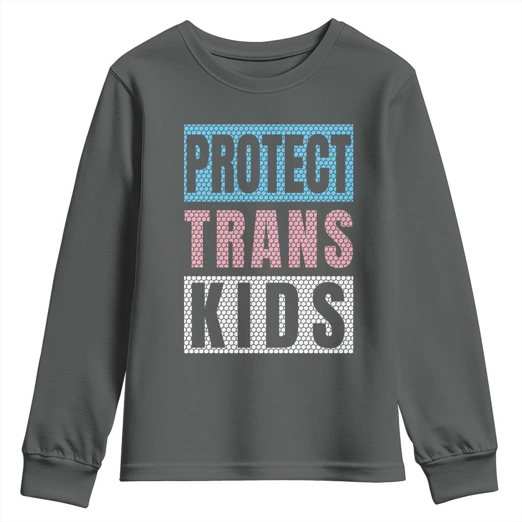 Protect Trans Kids Youth Sweatshirt Transgender Pride Trans Rights Social Justice TS10 Dark Heather Print Your Wear