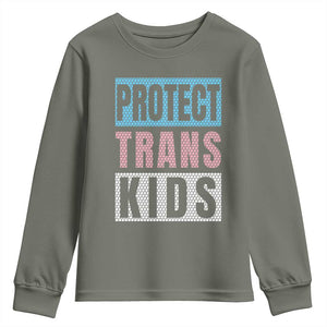 Protect Trans Kids Youth Sweatshirt Transgender Pride Trans Rights Social Justice TS10 Military Green Print Your Wear