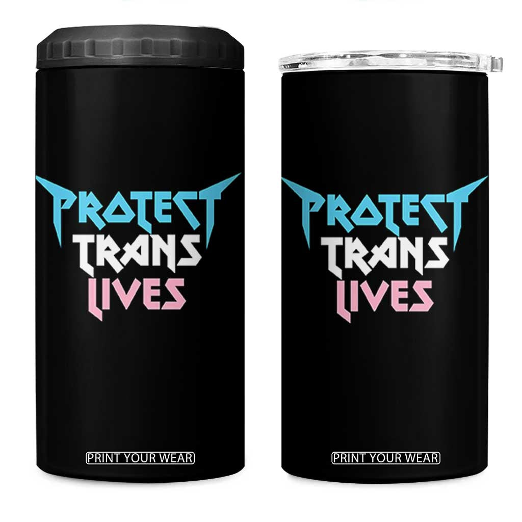 Protect Trans Lives 4 in 1 Can Cooler Tumbler Heavy Metal TS10 One Size: 16 oz Black Print Your Wear