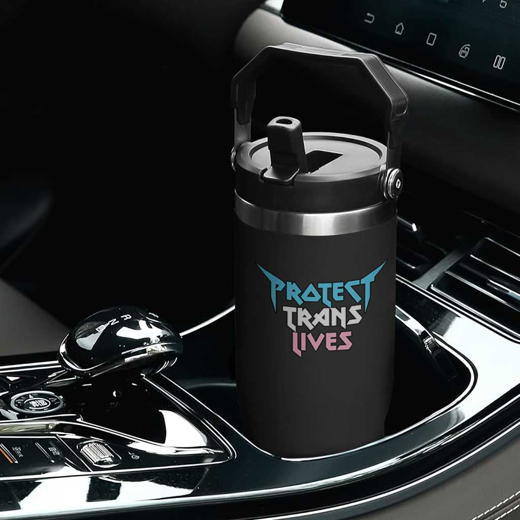 Protect Trans Lives Flip Straw Tumbler Heavy Metal TS10 Print Your Wear