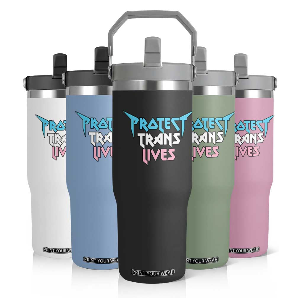 Protect Trans Lives Flip Straw Tumbler Heavy Metal TS10 Print Your Wear