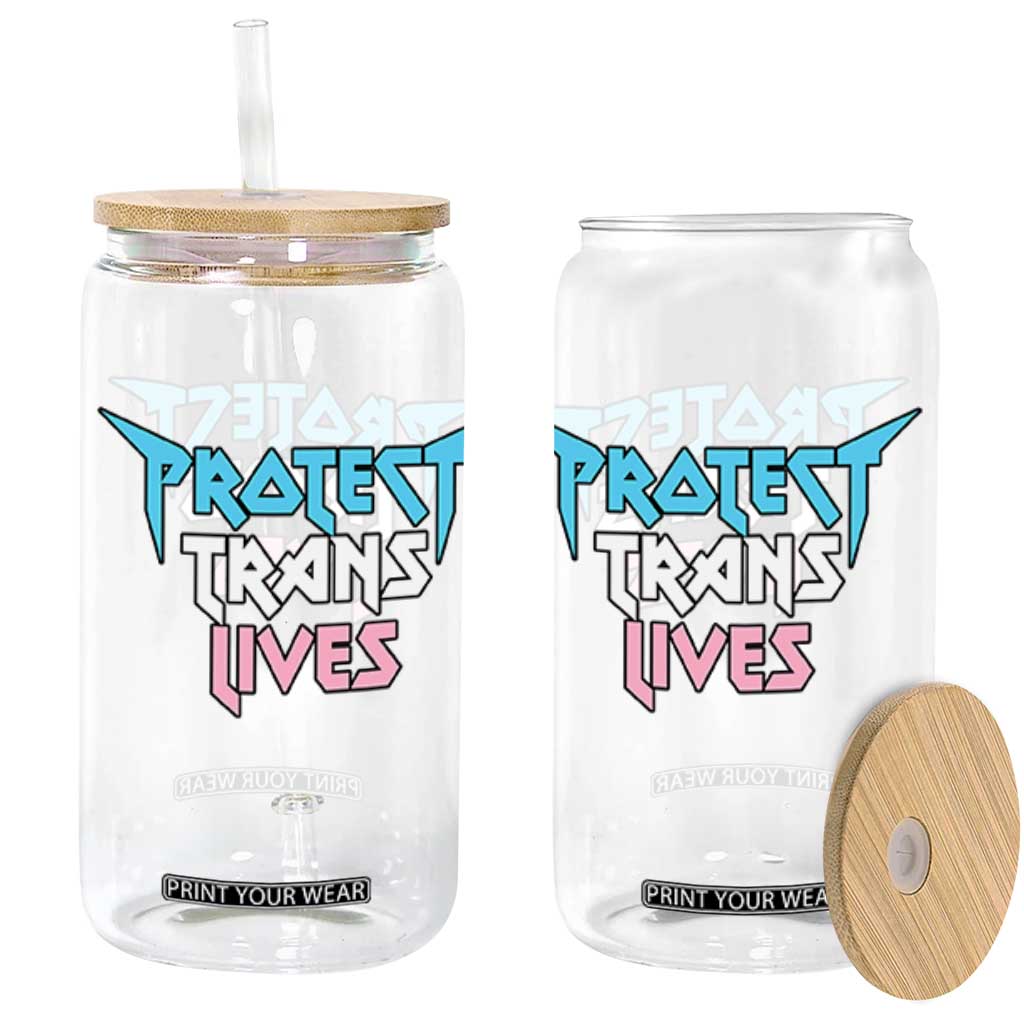 Protect Trans Lives Glass Can Heavy Metal TS10 Black Print Your Wear