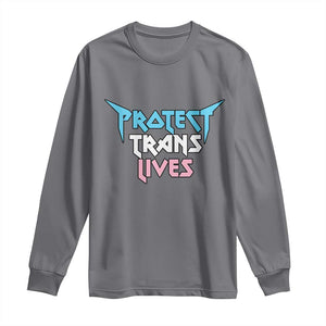 Protect Trans Lives Long Sleeve Shirt Heavy Metal TS10 Charcoal Print Your Wear