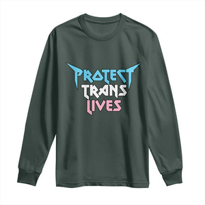 Protect Trans Lives Long Sleeve Shirt Heavy Metal TS10 Dark Forest Green Print Your Wear