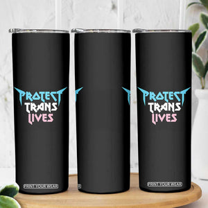 Protect Trans Lives Skinny Tumbler Heavy Metal TS10 Print Your Wear