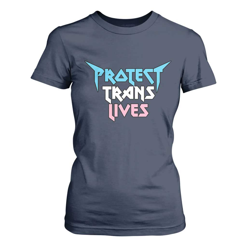 Protect Trans Lives T Shirt For Women Heavy Metal TS10 Navy Print Your Wear