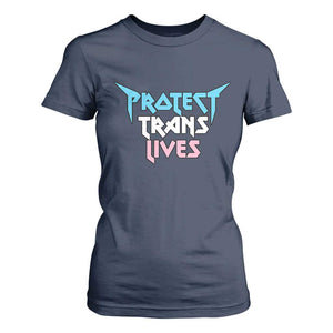 Protect Trans Lives T Shirt For Women Heavy Metal TS10 Navy Print Your Wear