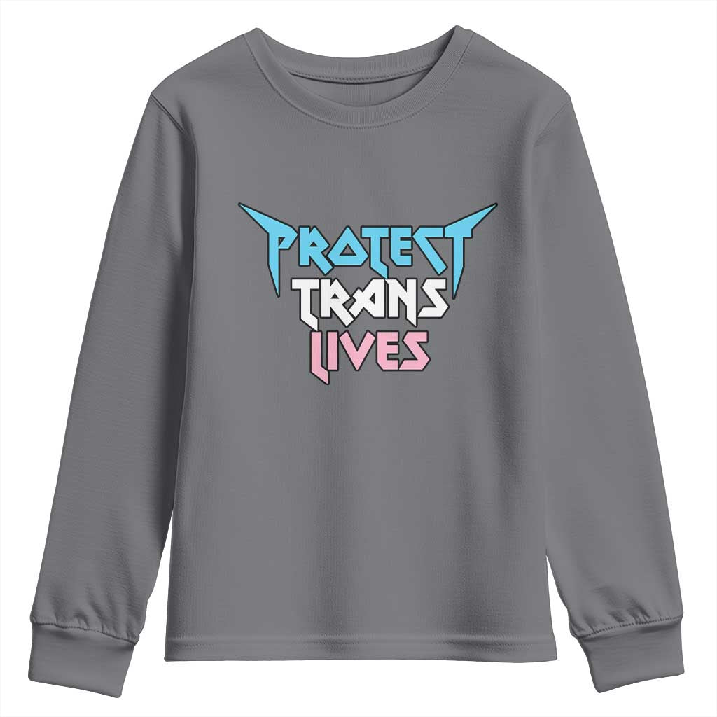 Protect Trans Lives Youth Sweatshirt Heavy Metal TS10 Charcoal Print Your Wear