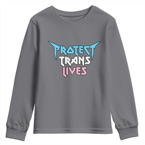 Protect Trans Lives Youth Sweatshirt Heavy Metal TS10 Charcoal Print Your Wear