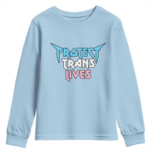 Protect Trans Lives Youth Sweatshirt Heavy Metal TS10 Light Blue Print Your Wear