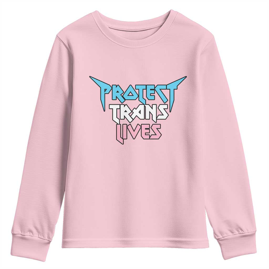 Protect Trans Lives Youth Sweatshirt Heavy Metal TS10 Light Pink Print Your Wear