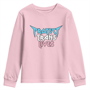 Protect Trans Lives Youth Sweatshirt Heavy Metal TS10 Light Pink Print Your Wear