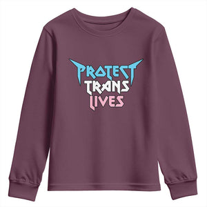 Protect Trans Lives Youth Sweatshirt Heavy Metal TS10 Maroon Print Your Wear