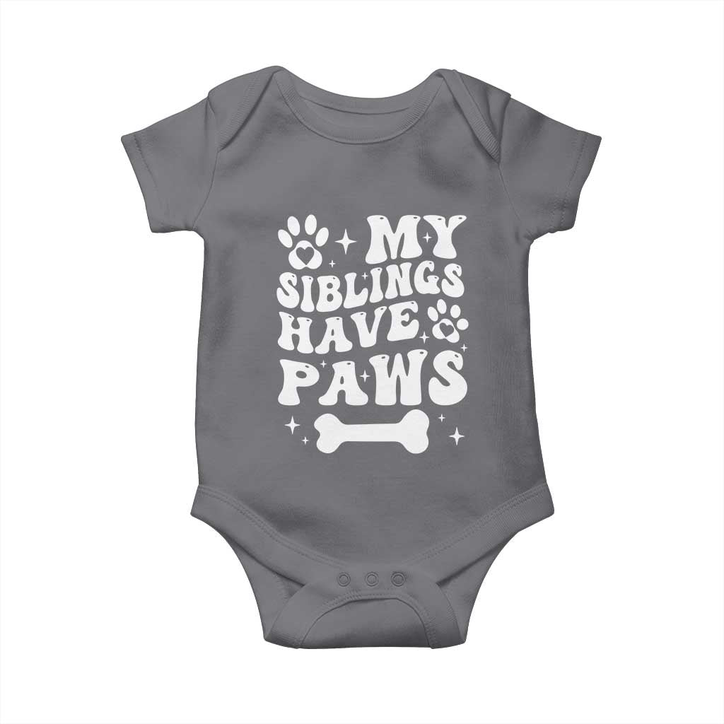 Protected By Dog Baby Onesie My Siblings Have Paws Funny Baby Shower Gift TS10 Charcoal Print Your Wear