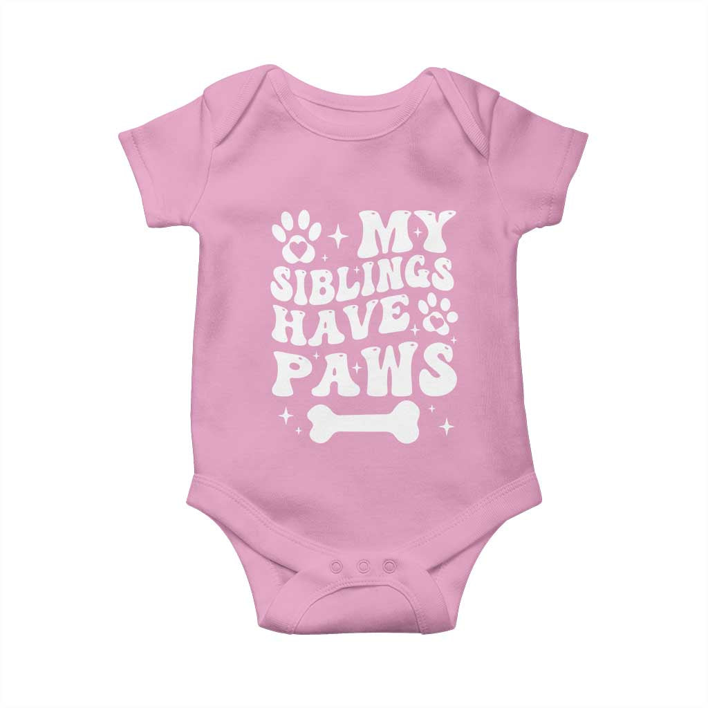 Protected By Dog Baby Onesie My Siblings Have Paws Funny Baby Shower Gift TS10 Light Pink Print Your Wear