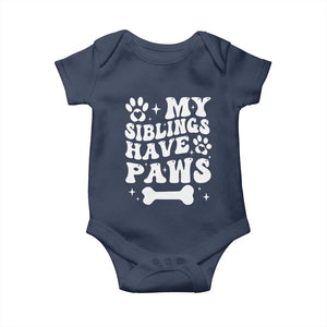 Protected By Dog Baby Onesie My Siblings Have Paws Funny Baby Shower Gift TS10 Navy Print Your Wear