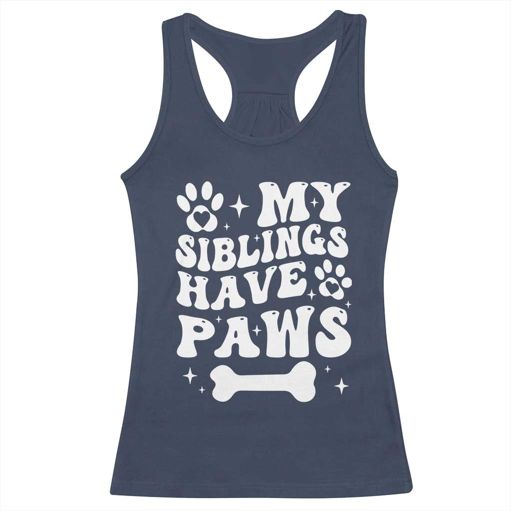 Protected By Dog Racerback Tank Top My Siblings Have Paws Funny Baby Shower Gift TS10 Navy Print Your Wear