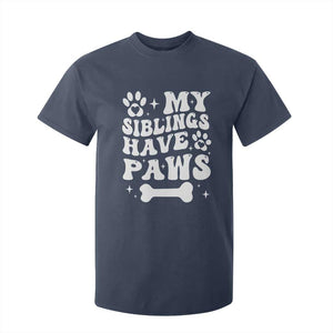 Protected By Dog T Shirt For Kid My Siblings Have Paws Funny Baby Shower Gift TS10 Navy Print Your Wear
