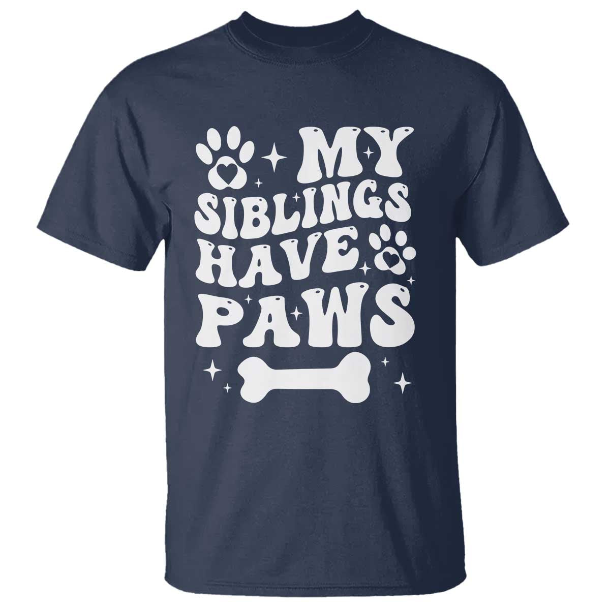 Protected By Dog T Shirt My Siblings Have Paws Funny Baby Shower Gift TS10 Navy Print Your Wear