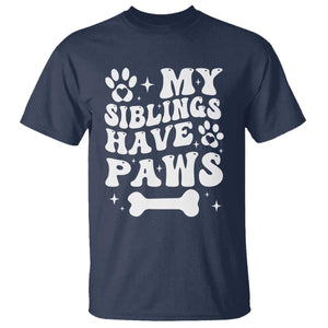 Protected By Dog T Shirt My Siblings Have Paws Funny Baby Shower Gift TS10 Navy Print Your Wear